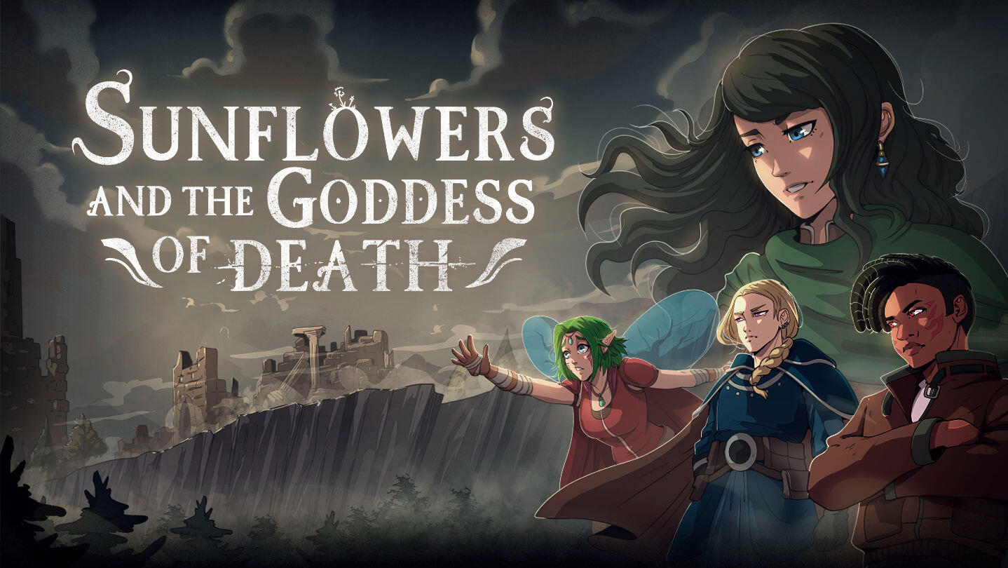 Sunflowers and the Goddess - Illustration by alejdark- Logo by Redpotion Studios